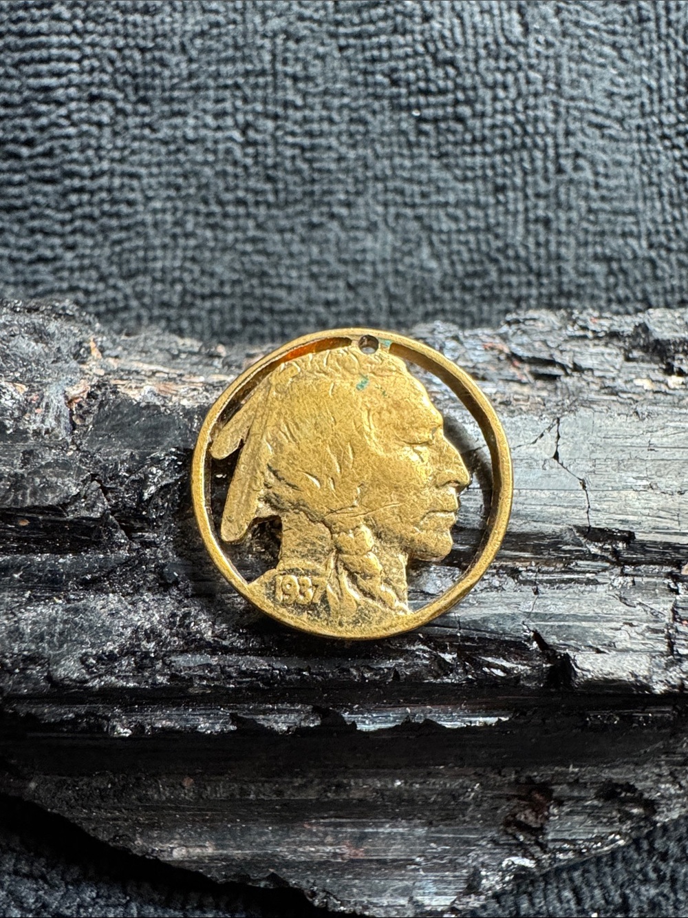 Gold-Tone Buffalo Nickel Pendant Necklace Charm